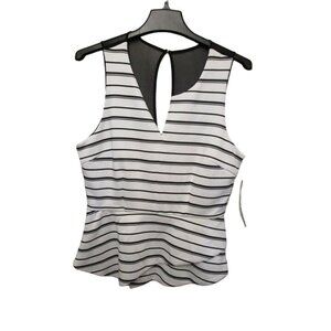XOXO NWT Size Large Womens Black & White Striped Sleeveless Shirt #D-3-18